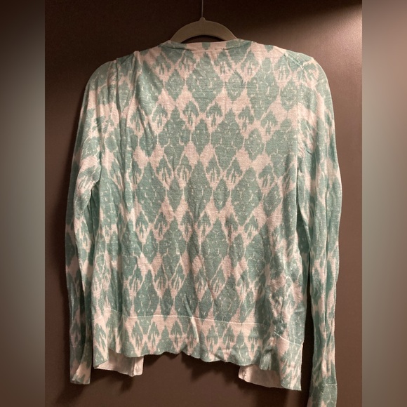 Loft Summer Cardigan, White and Seafoam Ikat, L - Picture 3 of 6